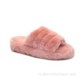 Fluffy pluche platform hielglijbanen casual dames slippers